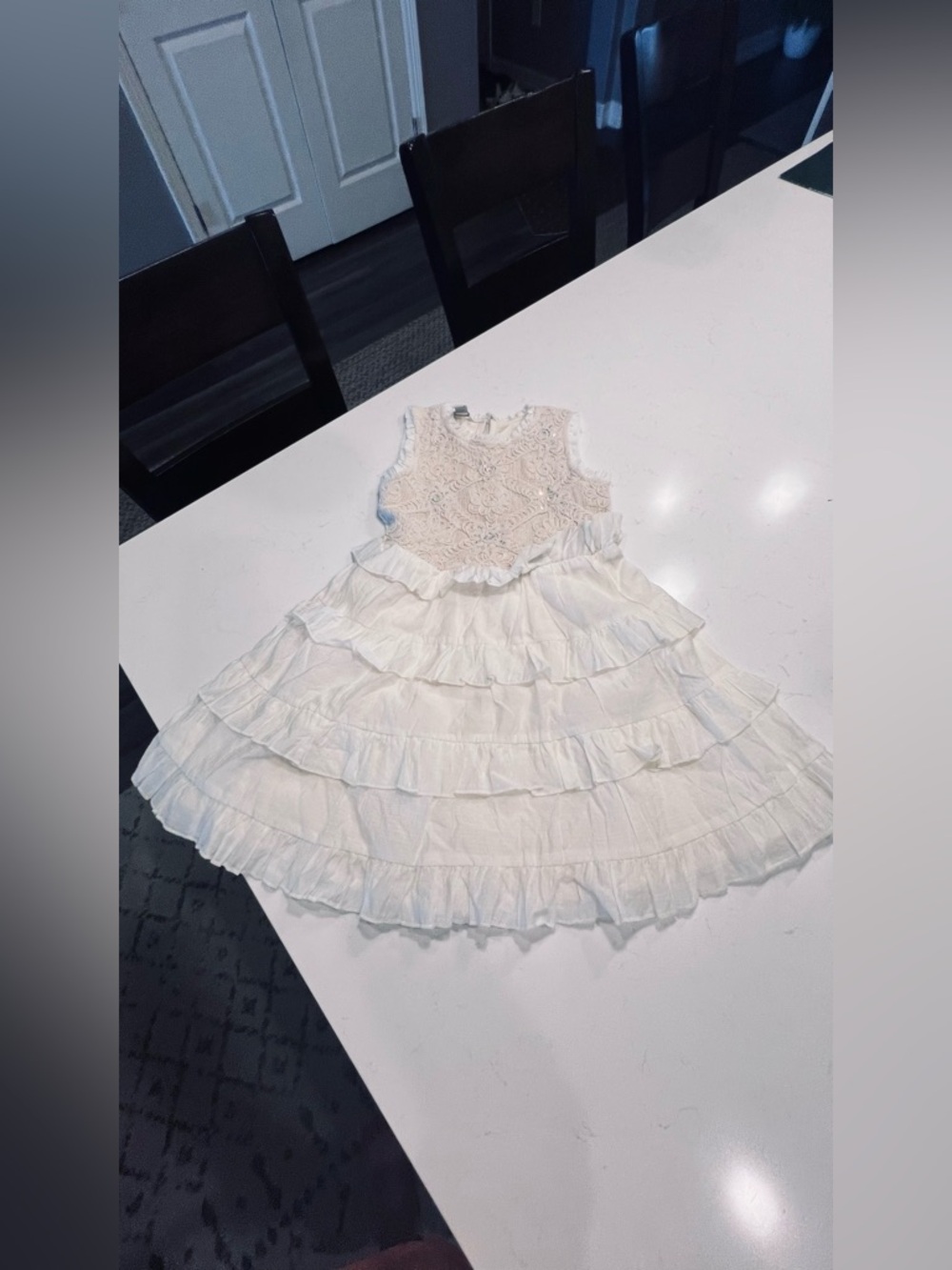 Monsoon Natural 100% Cotton Crochet
Yoke Ruffle Dress size 9Y